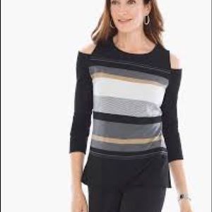 Chico’s Zenergy Shannon Stripe Cold Shoulder Top